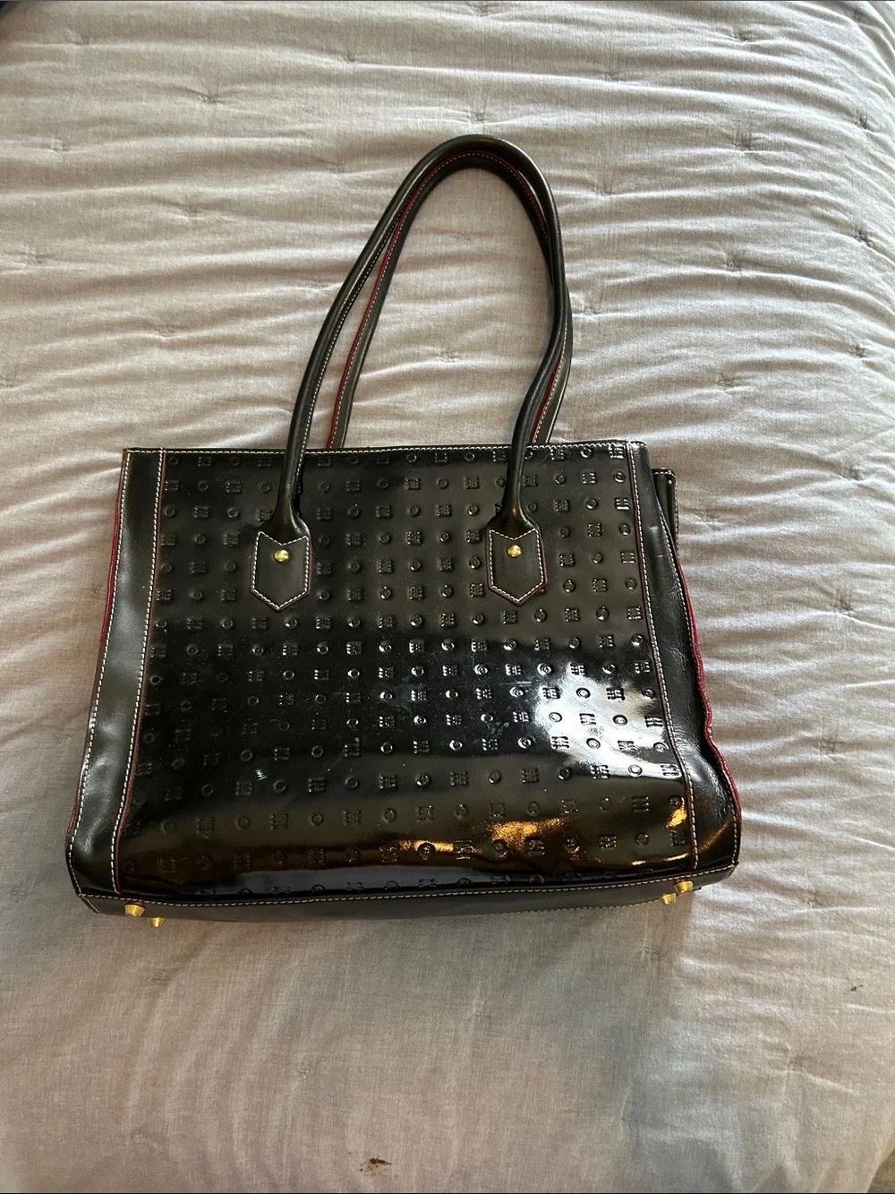 Arcadia made in Italy, large leather patent leather bag tote new